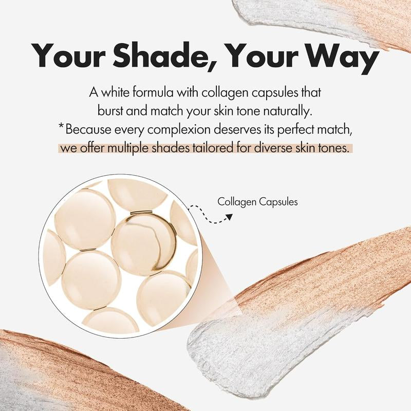 [OFFICIAL ELROEL PRODUCT] ELROEL BLANC Cover Cream Stick V W/ Detachable Brush - Korean Skin Care Color-Changing Foundation Stick with Collagen Capsules (0.45 Oz)