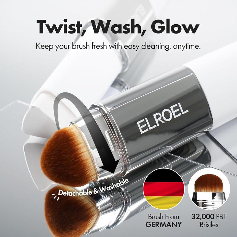 [OFFICIAL ELROEL PRODUCT] ELROEL BLANC Cover Cream Stick V W/ Detachable Brush - Korean Skin Care Color-Changing Foundation Stick with Collagen Capsules (0.45 Oz)