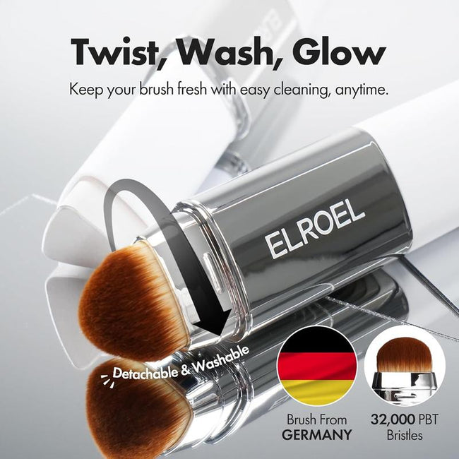 [OFFICIAL ELROEL PRODUCT] ELROEL BLANC Cover Cream Stick V W/ Detachable Brush - Korean Skin Care Color-Changing Foundation Stick with Collagen Capsules (0.45 Oz) Hover Image