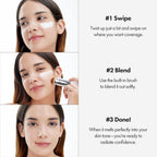 [OFFICIAL ELROEL PRODUCT] ELROEL BLANC Cover Cream Stick V W/ Detachable Brush - Korean Skin Care Color-Changing Foundation Stick with Collagen Capsules (0.45 Oz)